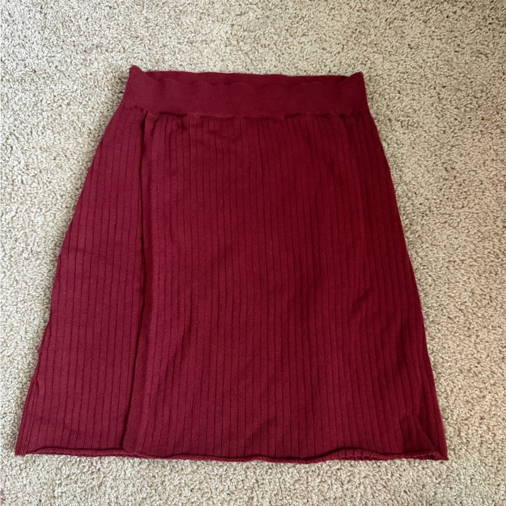 Free people Red Ribbed Faux Wrap Skirt